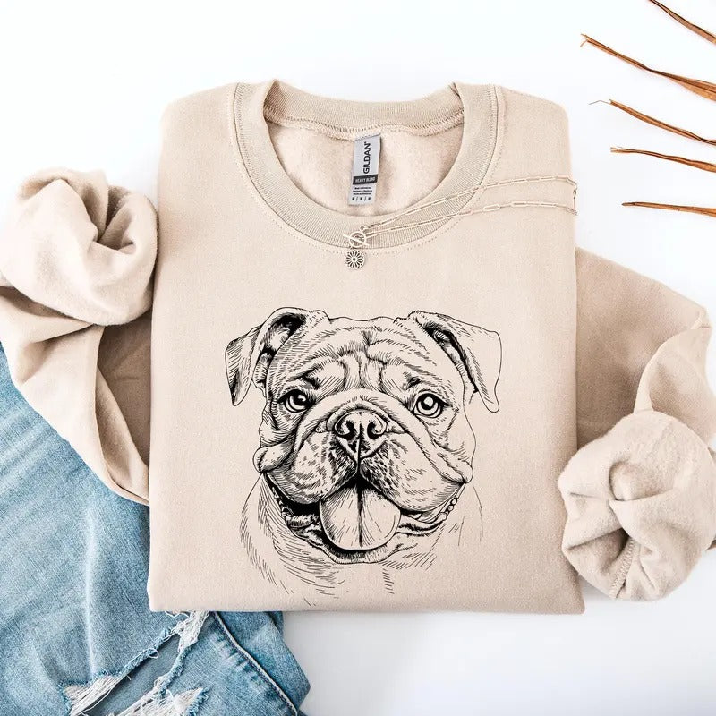 English Bulldog, Dog Lover Apparel, Pet, Dog Breed, Cute Sweatshirt, Crew Neck, Women's, Crewneck