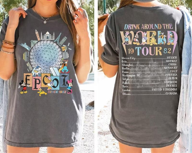 Epcot Drink Around The World Shirt Snack Around World World Tour Epcot Shirt M.ney And Friends Epcot Center 1982 Shirt - Hoodie - Sweater - Tshirt