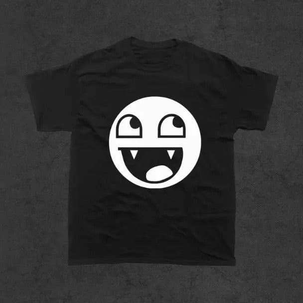 Epic Face Vampire T-Shirt, Vintage Graphic Tees Gothic Grunge Y2k Emo Scene Amity Affliction Style Clothes Men Women Streetwear