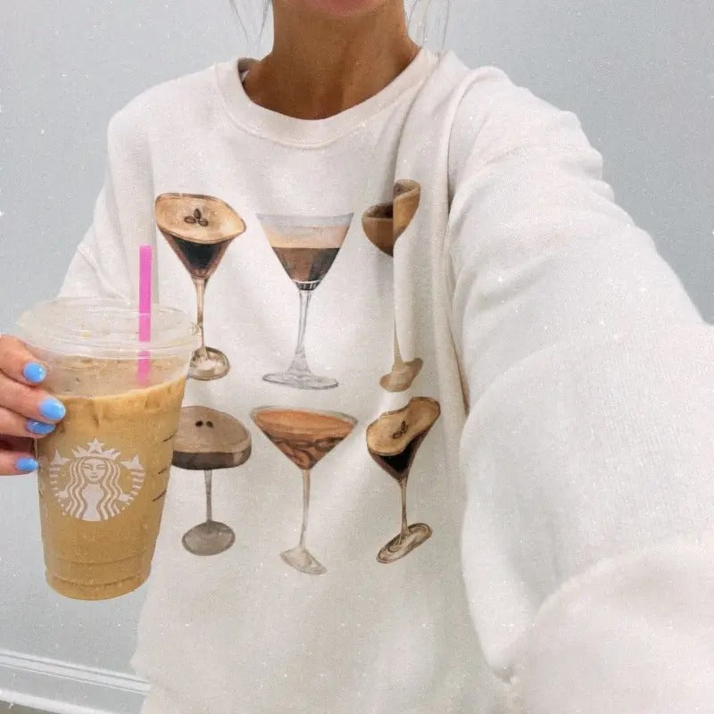 'Espresso Martini' Crewneck Sweatshirt Comfort Cocktail Womenswear