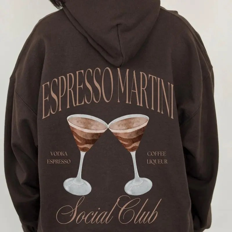 Espresso Martini Sweatshirt Cocktail Hoodie Cocktail Social Club Hoodie Brown Hoodie Forest Green Hoodie Signature Cocktail Trendy Hoodie