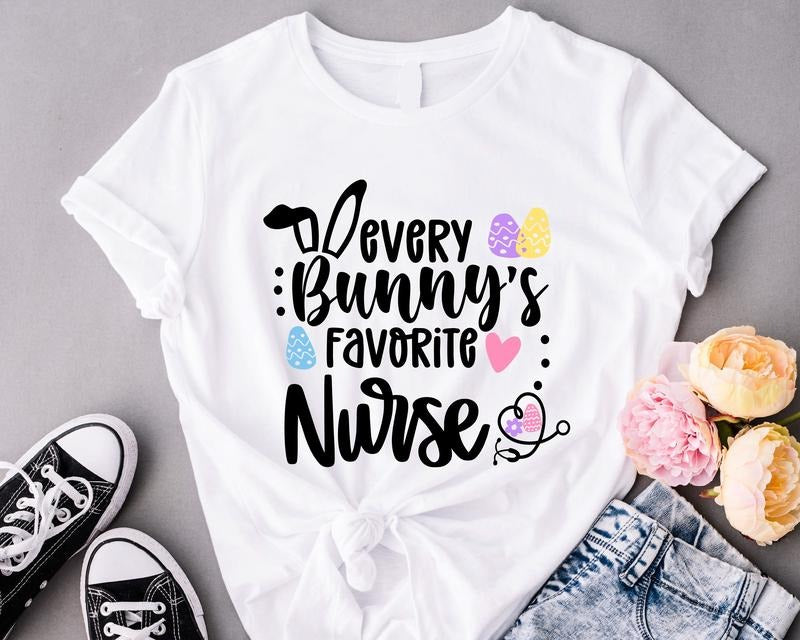 Every Bunny's Favorite Nurse Shirt, Easter Nurse T-Shirt, Funny Easter Gift Shirt Nurse, Matching Nursing School Tee, Nurse Student Short Sleeve, Nurse Graduation Gift Tee For Easter.