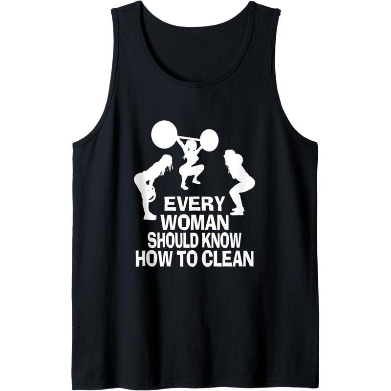 Every Woman should know how to clean funny workout gym top Tank Top Made in USA