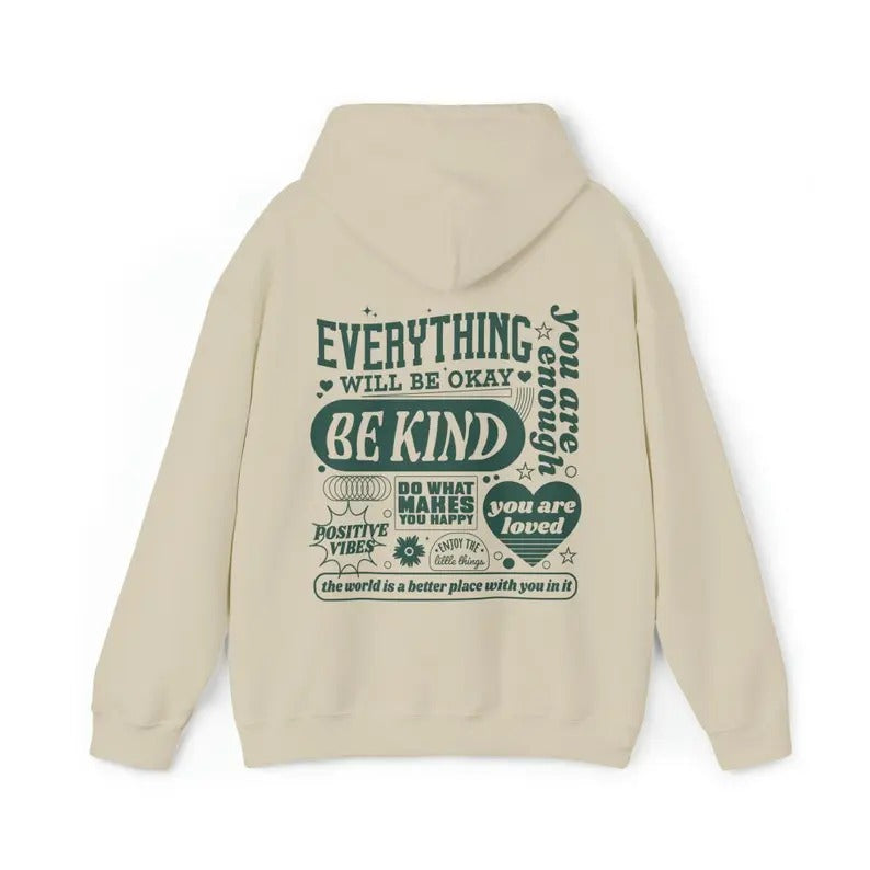 Everything Will Be Okay Hoodie, Unisex Hoodie, Aesthetic Mental Health Retro Hoodie, Self Growth Hoodie Positive Hoodie, Trendy Hoodie, Casual Hoodie