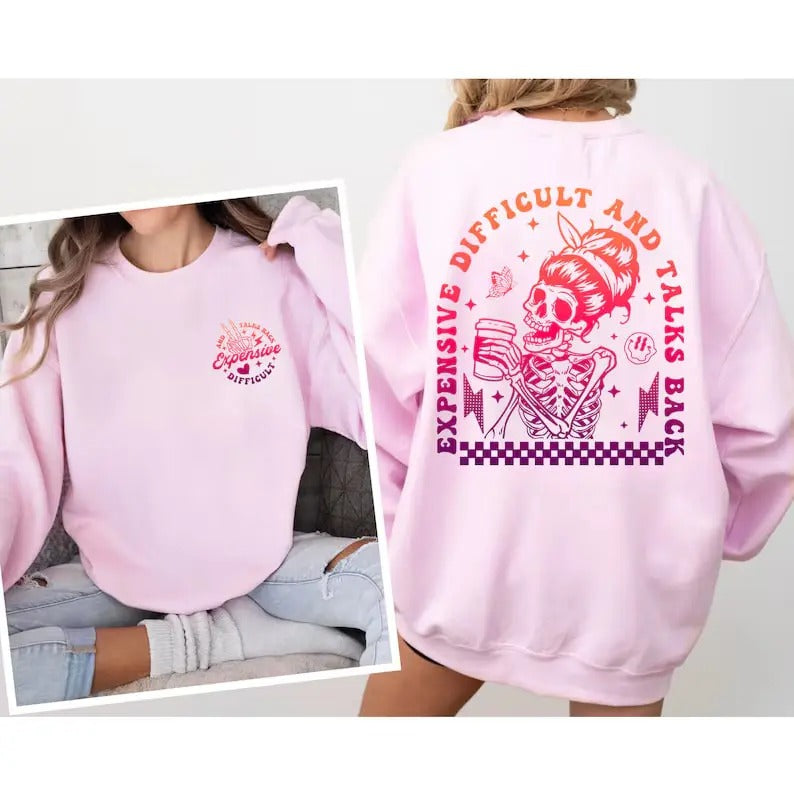 Expensive Difficult And Talks Back T Shirt, Trendy Front And Back Shirt, Funny Women Shirt, Sarcastic Wife Shirt, Gift For Her