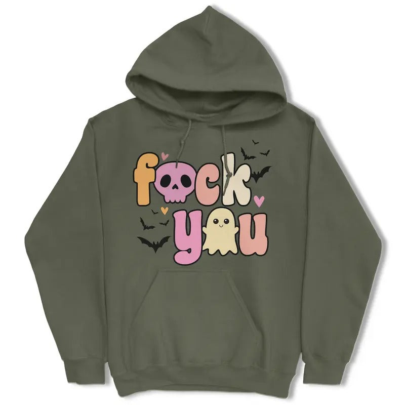 F*ck You Hoodie - Halloween Themed - Women's Pullover Hoodie - Long Sleeve - Casual