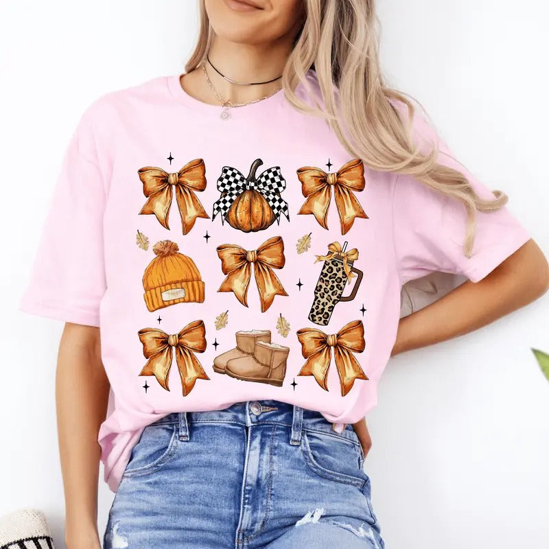 Fall Basics Coquette Shirt. Casual Fall Softstyle Unisex T-Shirt. Cute Graphic Tee