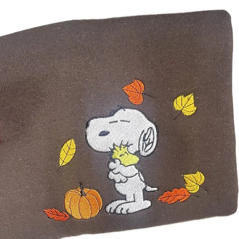 Fall dog embroidered sweatshirt, fall sweatshirts for women, Womenswear Hoodie Sweaters Tops Pullover Crewneck