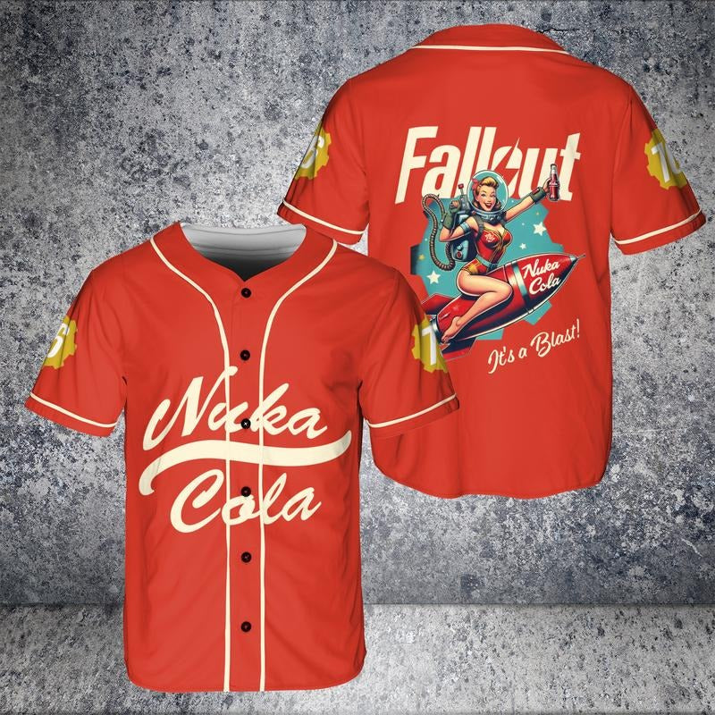 Fallout Nuka Cola Baseball jersey, Retro Gaming Appeal, Gaming Streetwear, Perfect Gift for Fans,Gamer Gift baseball jersey