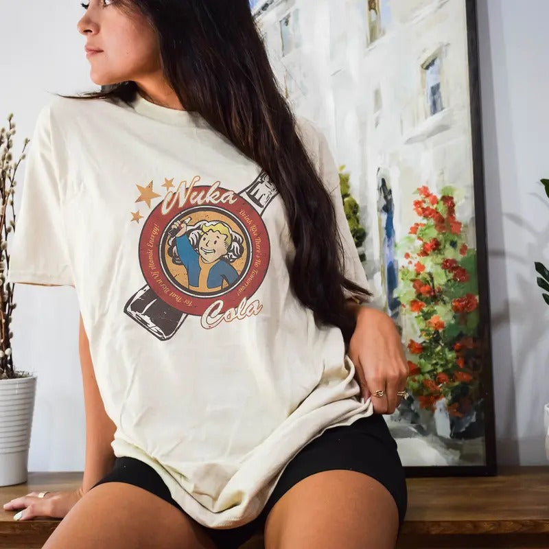 Fallout Pip Boy, Vault Boy, Fallout Nuka Coca Vintage Tee, Retro Gamer Shirt, Perfect Gift for Fans, Funny Nostalgic Outfit, Unisex Softstyle Shirt