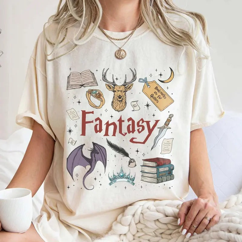 Fantasy Book T-Shirt, Fantasy Dragon Book Lover Shirt, Wingspan Bookish Shirt, Booktok Merch, Book Gift, Bookworm Gift Shirt