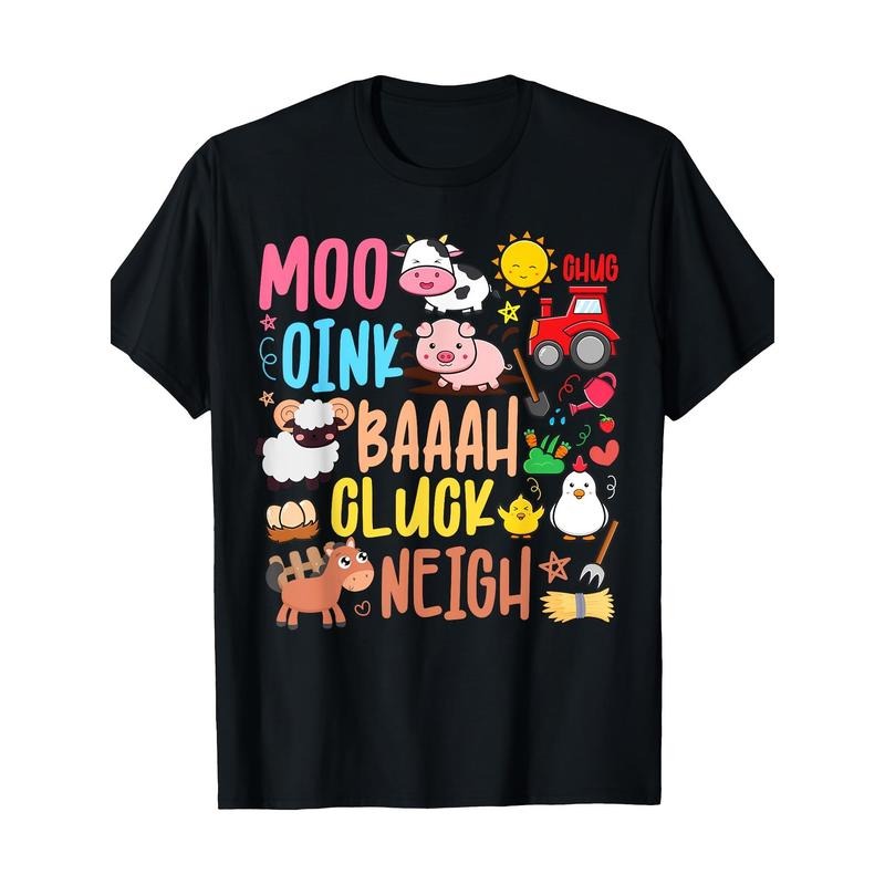 Farm Animal Sounds Graphic Tee for Men - 100% Cotton, Short Sleeve, Crew Neck T-Shirt | Casual & Comfortable Fit Made in USA