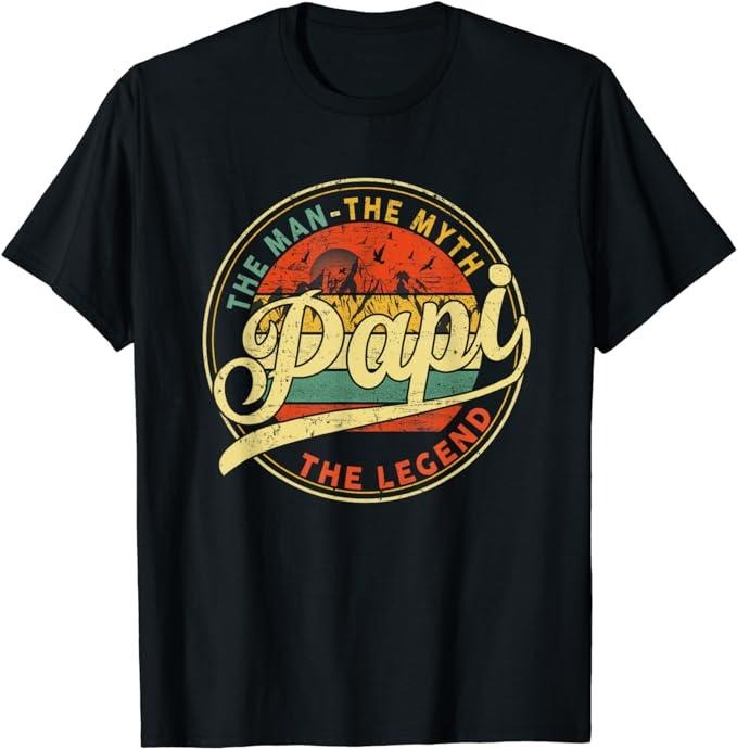 Father's Day T-Shirt, Gifts For Dad, Vintage Papi Man Myth Legend Daddy Grandpa Fathers Day Men T-Shirt Menswear Top