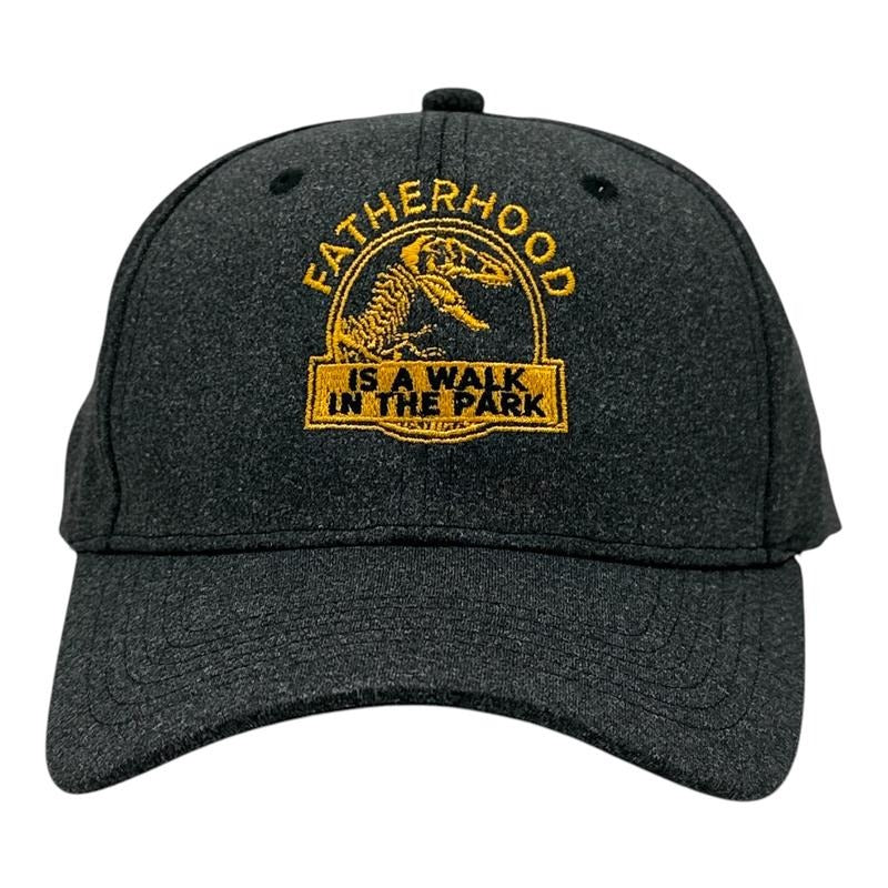Fatherhood Is A Walk In The Park Hat Funny Sarcastic Fathers Day Dinosaur Graphic Cap Funny Hats Dad Joke Funny Dinosaur Novelty Caps for Men Black - Standard