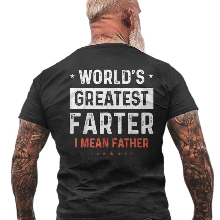 Fathers Day Retro Dad World's B*st Farter I Mean Father Men's T Shirt Back Print, Funny Dad Shirt, Gift For Fathers Day, Unisex Short Sleeve Tee, Crewneck Top