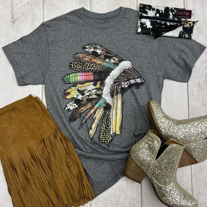 Feather Leopard Serape Graphic Tee