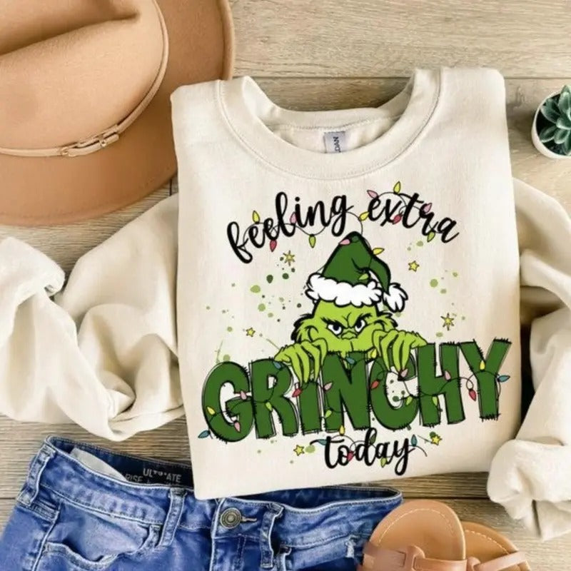 Feeling Extra Grienchy Today Christmas Sweatshirt, Funny Griench Sweatshirt, Griench Sweatshirt, Christmas Sweatshirt, Christmas Gift