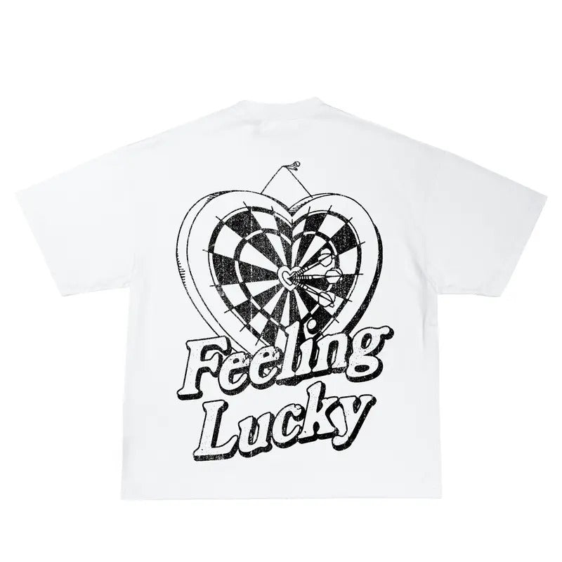 Feeling Lucky Inspired Vintage Graphic T-shirt Heavy Cotton Tee Basketball 90 s Styled Shirt Hiphop Vibes Y2K Aesthetic Throwback Classic Big Face Celebrity Tee