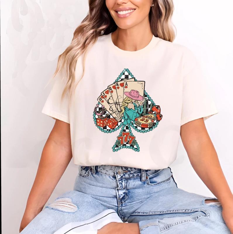 Feeling Lucky T-Shirt | Neon Western T-Shirt | Turquoise Shirt | Trendy Country Shirt | Retro Western T-Shirt