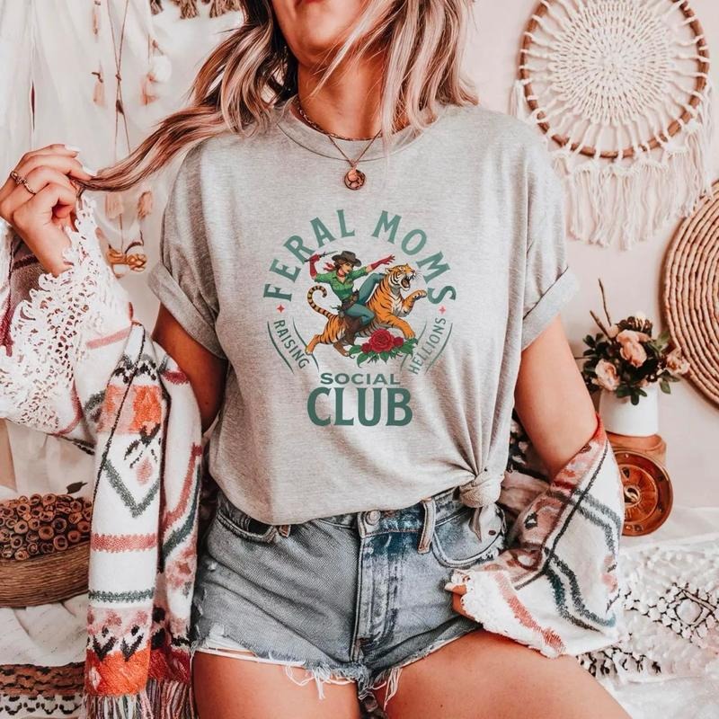 Feral Moms Social Club Shirt, Vintage Graphic Tee, Feral Mom Shirt, Somebody's Feral Wife, Trendy Mother Day Tee, Trendy Mom Apparel, Mom Sweater