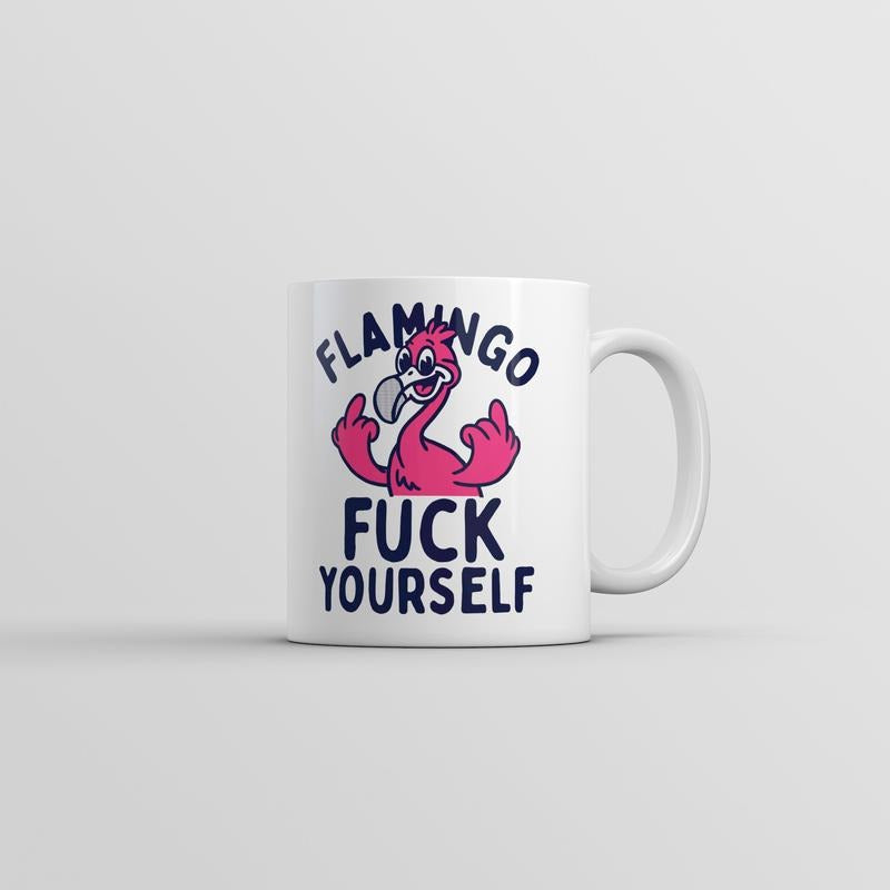 Flamingo F*ck Yourself Mug Funny Sarcastic Graphic Novelty Coffee Cup-11oz Funny Coffee Mugs Ceramic Printed Drinkware Cup