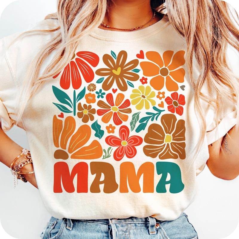 Floral Mama Coquette T-Shirt, Boho Mama T-Shirt, Mothers Day T-Shirt, Gift for Mom, Mother T-Shirt, Retro Mama T-Shirt Design, Motherhood T-Shirt