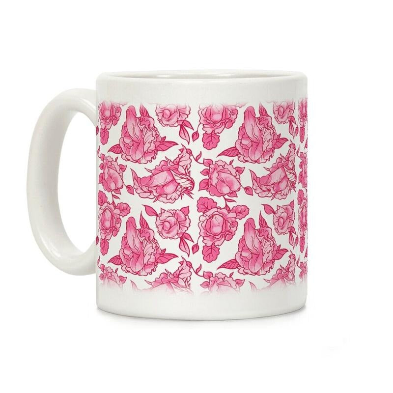 Floral Penis Pink Coffee Mug 11oz-15oz, funny Coffee Mug, Gift Ideas