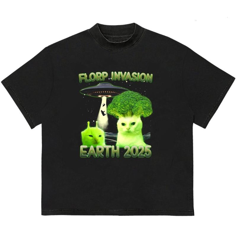 Florp Invasion Earth 2025 T-Shirt Unisex Graphic Design Comfy Cotton Retro Graphic