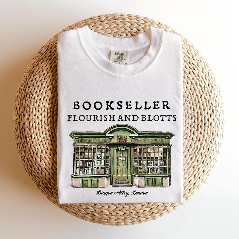 Flourish Blotts Comfort Color Shirt, Wizard House Shirt, Magical Castle Shirt, Wizard School T-shirt, Book Worm Nerd Fandom Gift 0WDIR