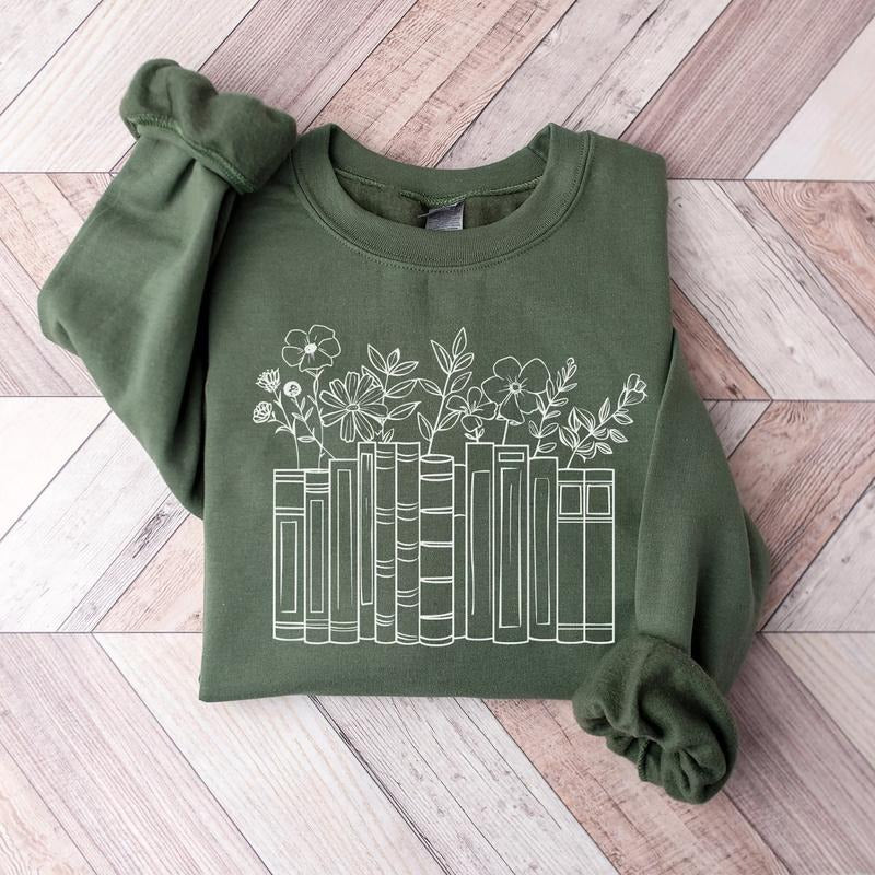 Flowers Book Sweatshirt, Bookworm sweatshirt, bookish sweatshirt, book club sweatshirt, book sweatshirt, Book Lover, Book Crewneck, Reader