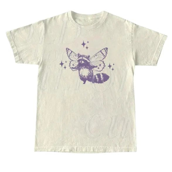 Flying Raccoon With Butterfly Wings Vintage T Shirt, Retro Racccoon In Space 90s Shirt, Cute Retro Funny Tee, Butterfly Shirt, Y2k Gift, Y2k, Unisex T-Shirt, Gift For Men Women Menswear Top Underwear Streetwear Tshirt