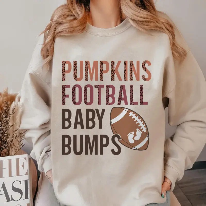 Football Baby Bumps Pregnancy Announcement Sweatshirt Fall Maternity Sweater Football Baby Reveal Hoodie Thanksgiving Maternity Sweat Shirt