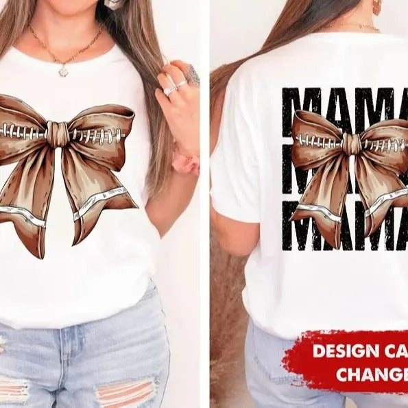 Football Coquette Bow Shirt, Football Mama Shirt, Gift For Football Mom, Football Lover, Football Player, Football Fan, Couple Gift