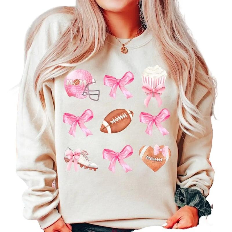 Football Coquette Bow Sweater, Soft Girl Era Sweatshirt, Retro Football, Coquette Football, Pink Bow, Football Mama Sweater, Unisex Sweatshirt, Long Sleeve Crewneck Shirt, Gifts For Birthday