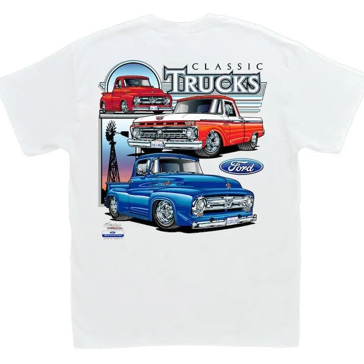 Ford Classic Trucks White T-Shirt F-100 pickup truck 1953 1954 1955 1956 1965 1966