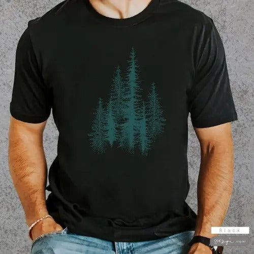Forest ~ COMFORT COLORS, Nature tee, Men's Nature shirt, Graphic Tee, Men's Tee Camping Tee,Outdoors T-Shirt,Environment Tee,trees,mens gift Made in USA