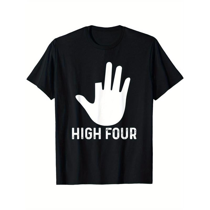 Four - Funny Cut Off Finger Amputated Missing Finger Unique Look Men's Short Sleeve Round Neck Tee with Classic Pure Cotton Prints made in usa