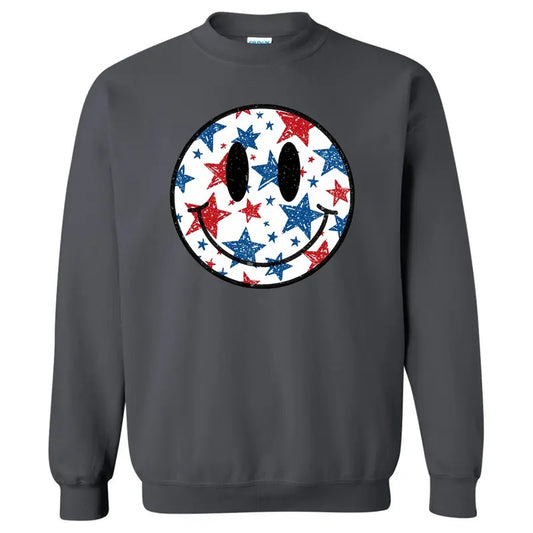 Fourth Of July Stars Happy Face Sweatshirt 'NLB'