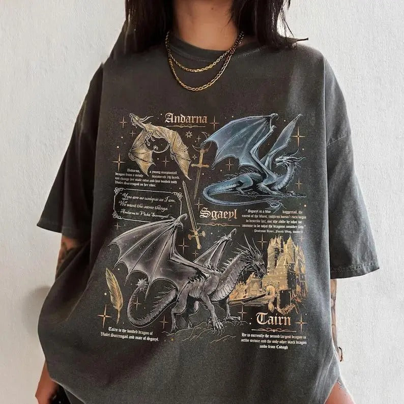 Fourth Wing Dragon Comfort Colors Shirt, Tairn & Andarna TShirt, Basgiath War College Tee, Dragon Rider Shirt, Bookish Gift for Readers