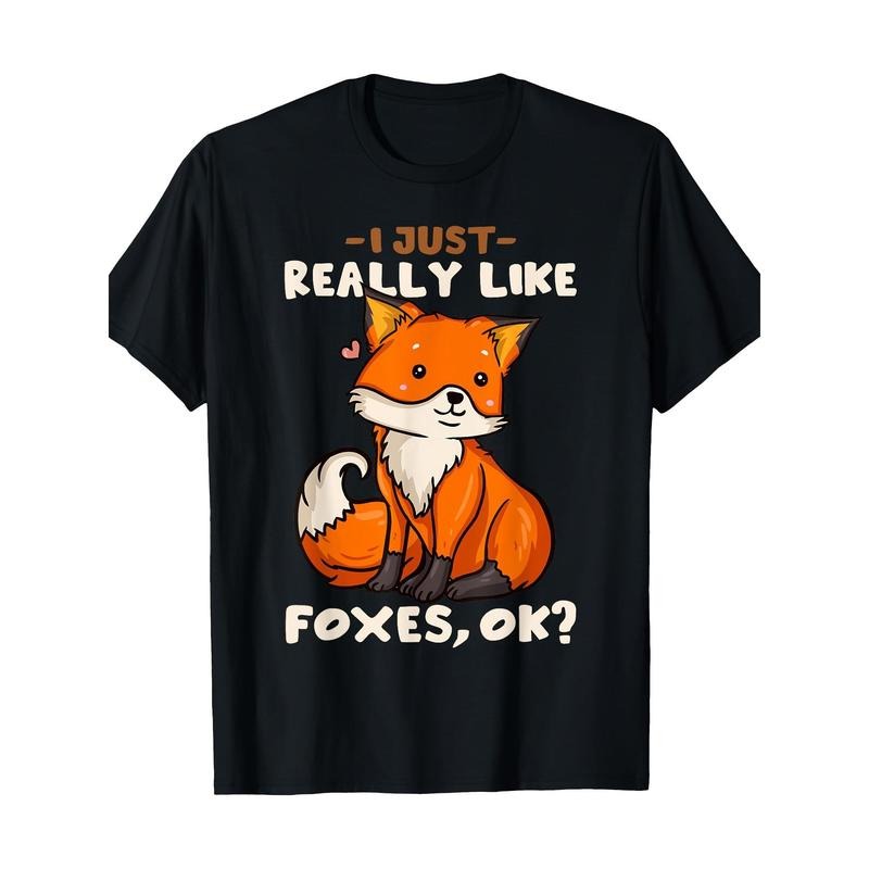 Fox Lover's Delight: 100% Cotton T-Shirt with Cute Fox Design - Soft, Breathable & Stretchy | Perfect for Casual Wear Made in USA