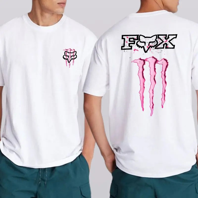Fox Racing Monster Energy Pink T-shirt, Unisex, Menswear, Street Racing men Shirt, Car T-shirt, Motocross Gift Classic Cotton
