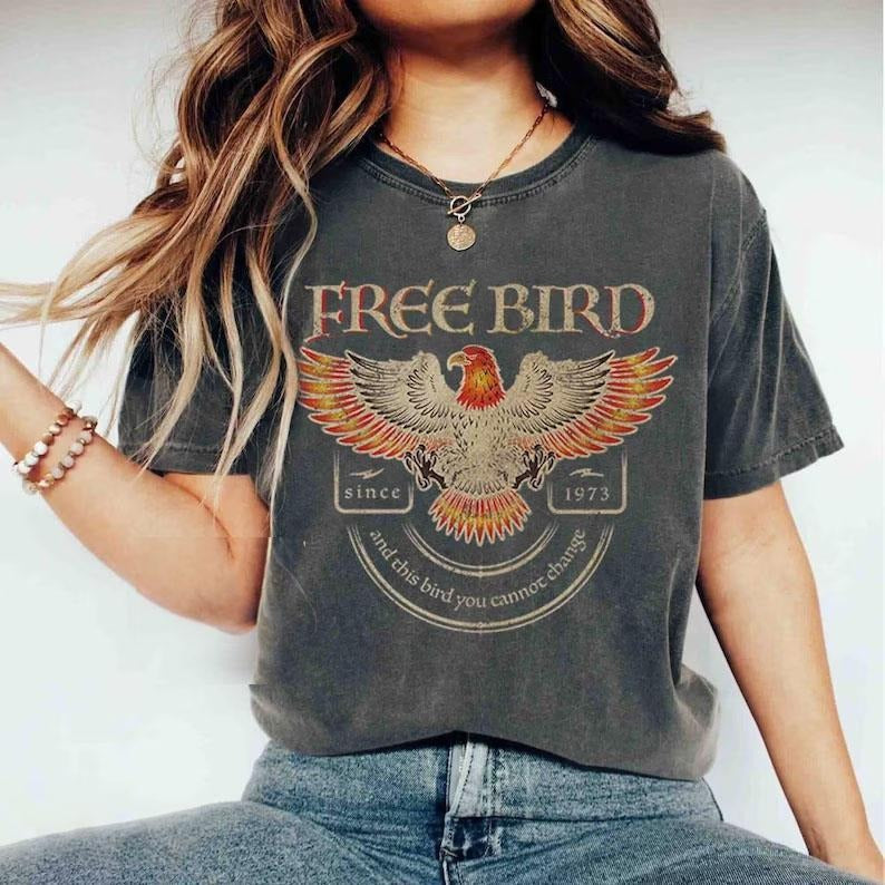 Free Bird T-Shirt, Band sweatshirt, Old School Band T-shirt, Retro Music Shirt, Rock Band Tee, Oversized Trendy Shirts