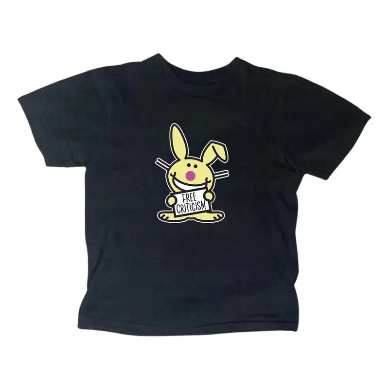 Free Criticism Happy Bunny Baby Tee, Gothic Emo Girl Top, Scene Clothing 2000s, Y2k Top Women Streetwear, Casual Cotton Short Sleeve Gift For Her