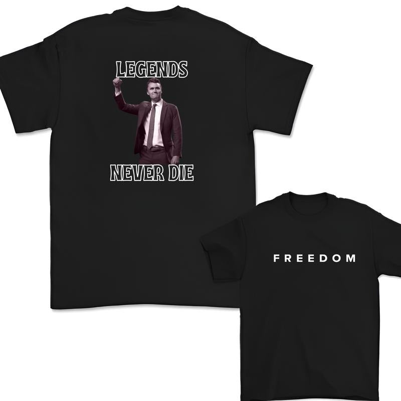 Freedom - LeGends Charlie Kirk T-Shirt,Charlier Kirk Vintage Tee , 2 Sided Graphic Design Unisex Cotton T-shirt for Men for Women Menswear