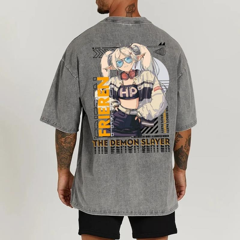 Frieren The Demon Slayer - Frieren 2-Sided Heavy Washed Shirt, Frieren Tee, Anime Fan Shirt, Unisex T-shirt, Sweatshirt, Hoodie Cotton