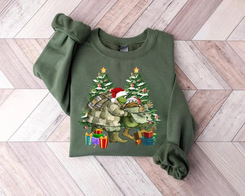 Frog And Toad Sweatshirt, Christmas Snowman Sweatshirt, Retro Christmas Classic Book Lover Shirt, Funny Xmas Gift, Christmas Holiday Sweater, Frog And Toad Christmas Shirt