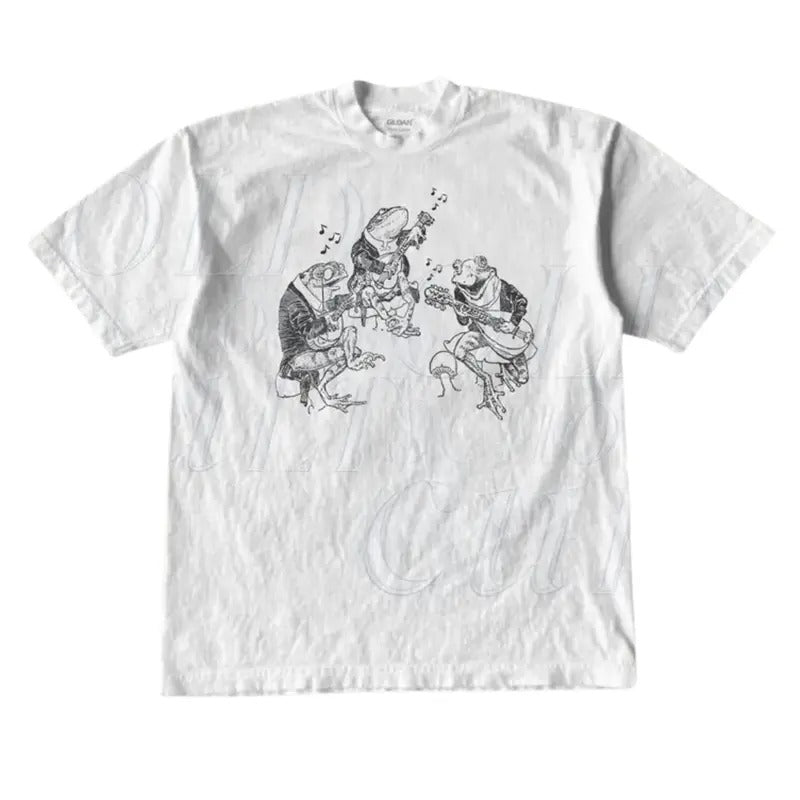 Frog Musicians 90s Retro Shirt, Vintage Frog Graphic T-Shirt, Cute Funny Frog Tee, Frog Lovers Cotton Tee, Unisex Beige Shirt, Toad Shirt