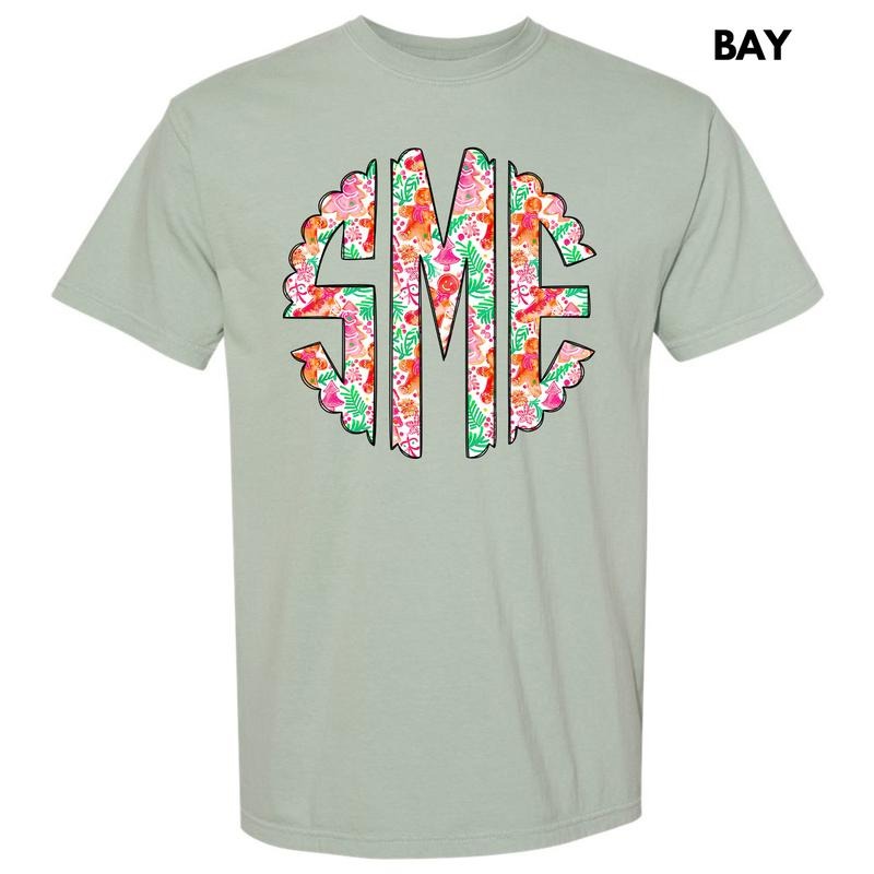 Fun Gingerbread Christmas Monogram Comfort Colors T-Shirt 'NLB'