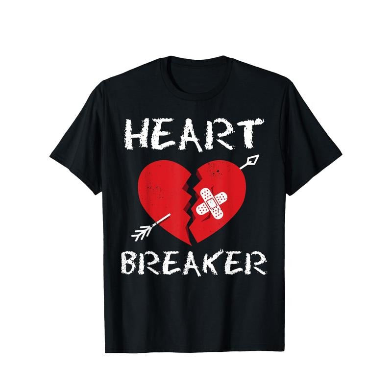 Funny 'Heartbreaker' Valentine's Day Tee for Men - 100% Cotton, Short Sleeve, Casual Fit T-Shirt for Boyfriend or Lover made in usa