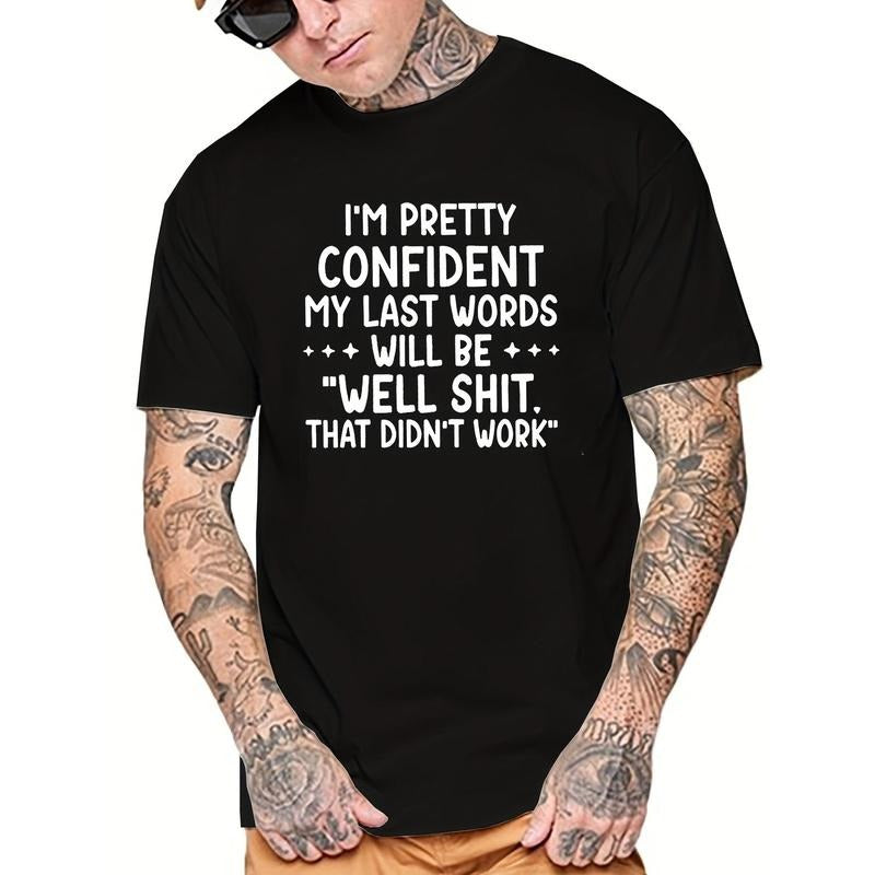 Funny 'That Didn't Work' Print Casual Short Sleeve T Shirt for Men, Summer Spring Fall Tops as Gifts Made in USA